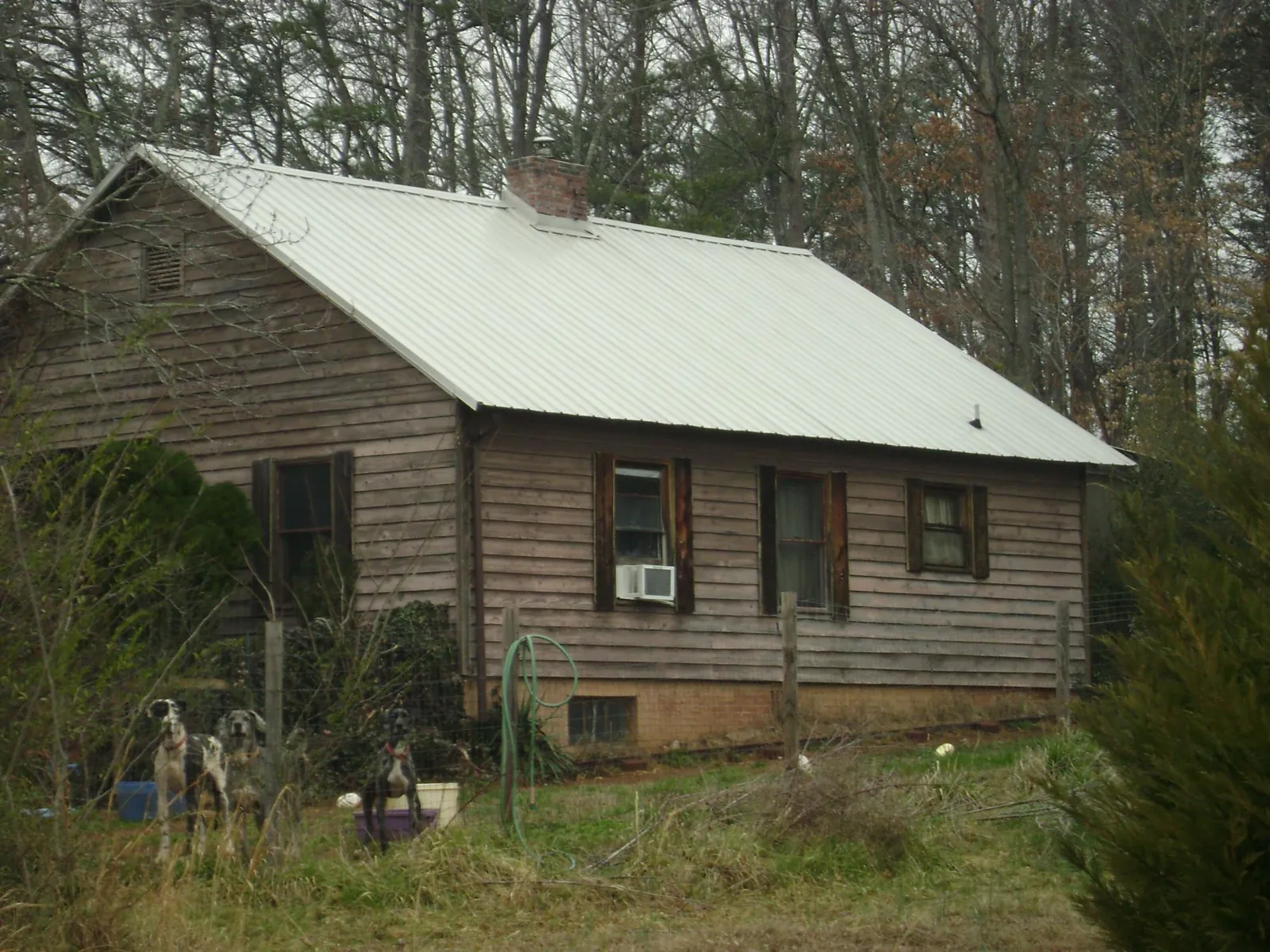 White metal roof on an old wood sided farmhouse, from a Asphalt Shingle Roof Repair job in Pomona